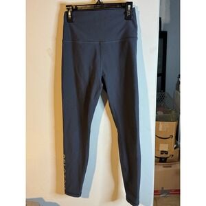 Peloton Womens High Waisted Leggings Charcoal Gray Gold Graphic Logo Activewear